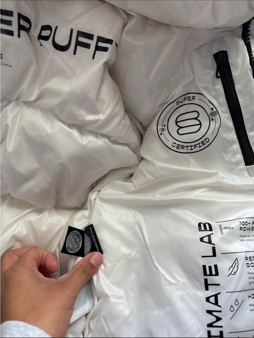 Aritzia White Super Puff Puffer Jacket